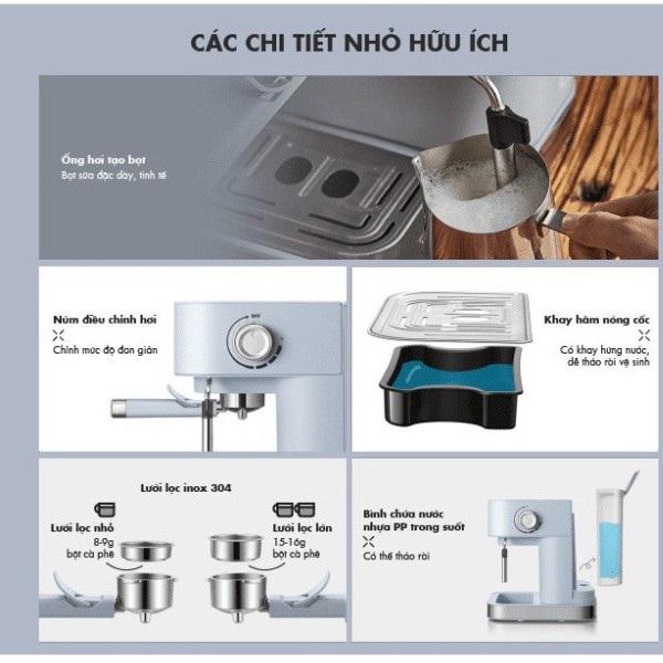 [Mã ELMALL10 giảm 10% đơn 500K] Máy pha cà phê tự động Bear CF-B15V1 - blue