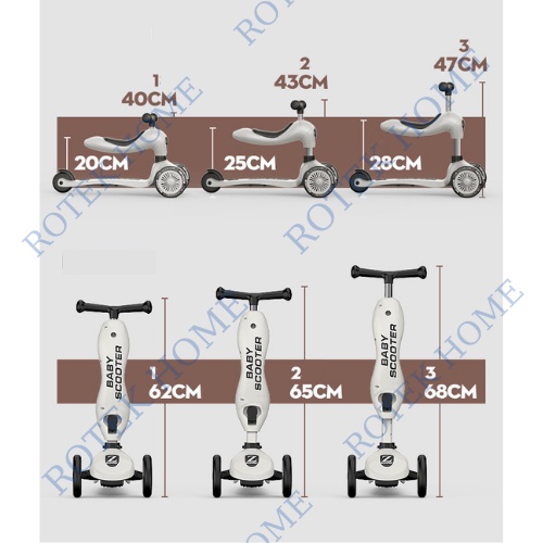 Xe scooter chòi chân 4 in1 ZinBang scoot and ride cho bé, 1-6 tuổi, bánh xe phát sáng, màu xám 2 in 1