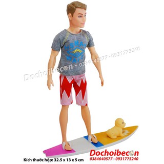 Búp bê Ken lướt ván và cún con