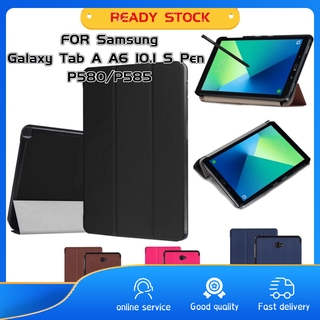 Bao da bảo vệ siêu mỏng cho máy tính bảng Samsung Tablet P580 / P585 Tab A 10.1 có ngăn chứa bút cảm ứng