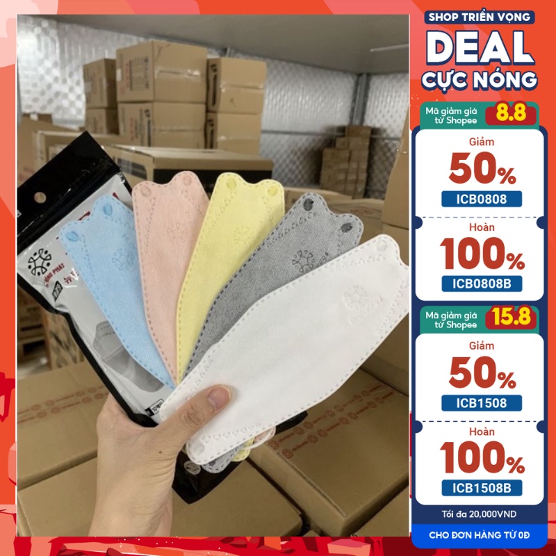 Set 50 chiếc - 100 chiếc khẩu trang kf94 4 lớp kháng khuẩn , dày dặn , hàng công ty đại hồng phát chất lượng cao