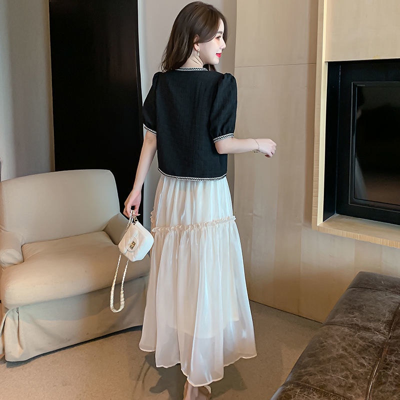 Set Áo Cardigan Ngắn Kẻ Sọc Caro Phối Chân Váy Lưng Cao Thời Trang Hè 2022 Trẻ Trung Cho Nữ