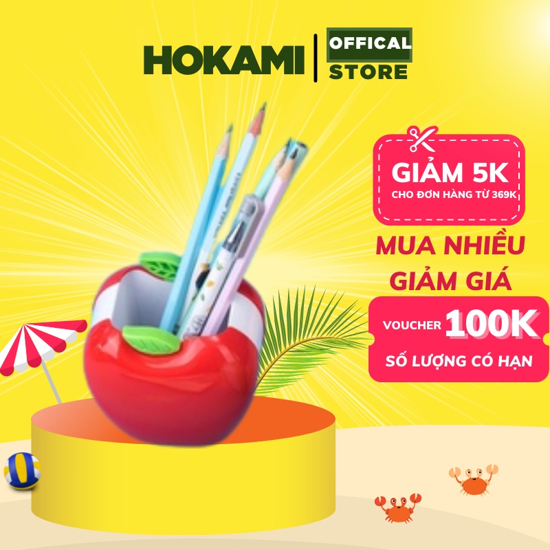 Ống cắm bút Deli - hộp đựng bút để bàn  - Màu Xanh lá / Đỏ dùng trong văn phòng - 1 chiếc - E9139 - HOKAMI STORE