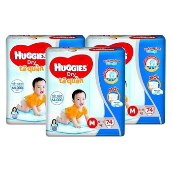 Bỉm Huggies quần/dán đủ size M74/L68/XL62/XXL56
