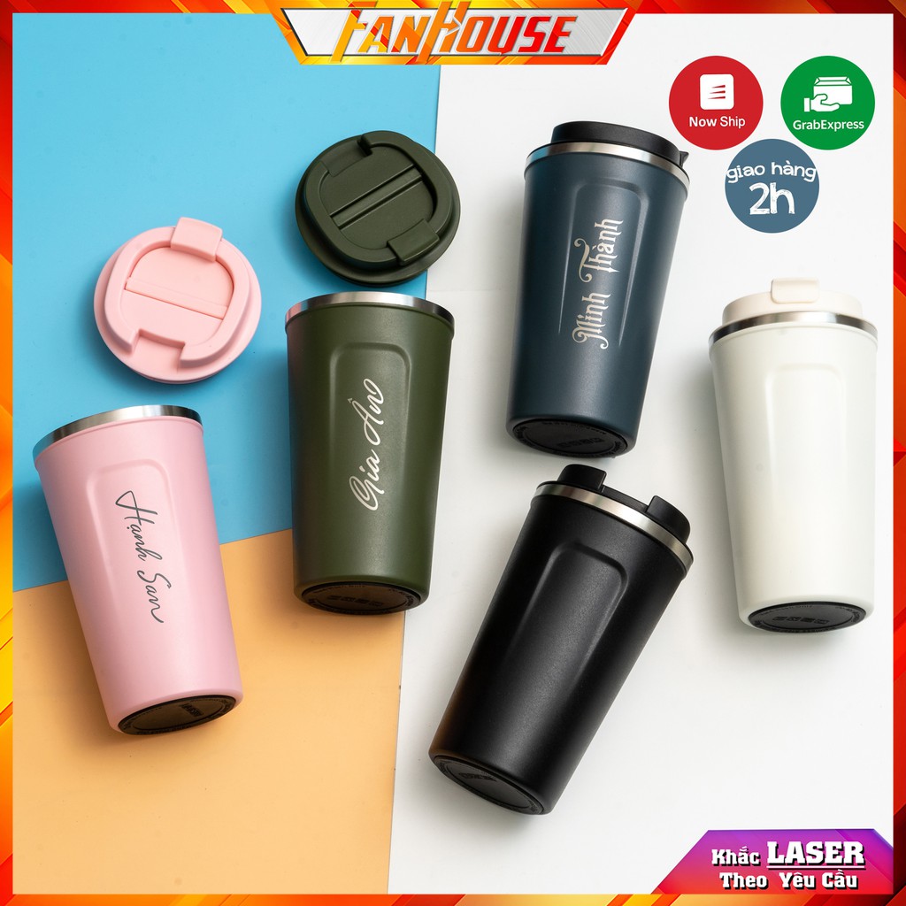 Bình Giữ Nhiệt Mazda Coffee holic Inox 304 Cao Cấp Kiểu Dáng Châu Âu Cầm Tay Sang Trọng Dung Tích 380ml 500ml