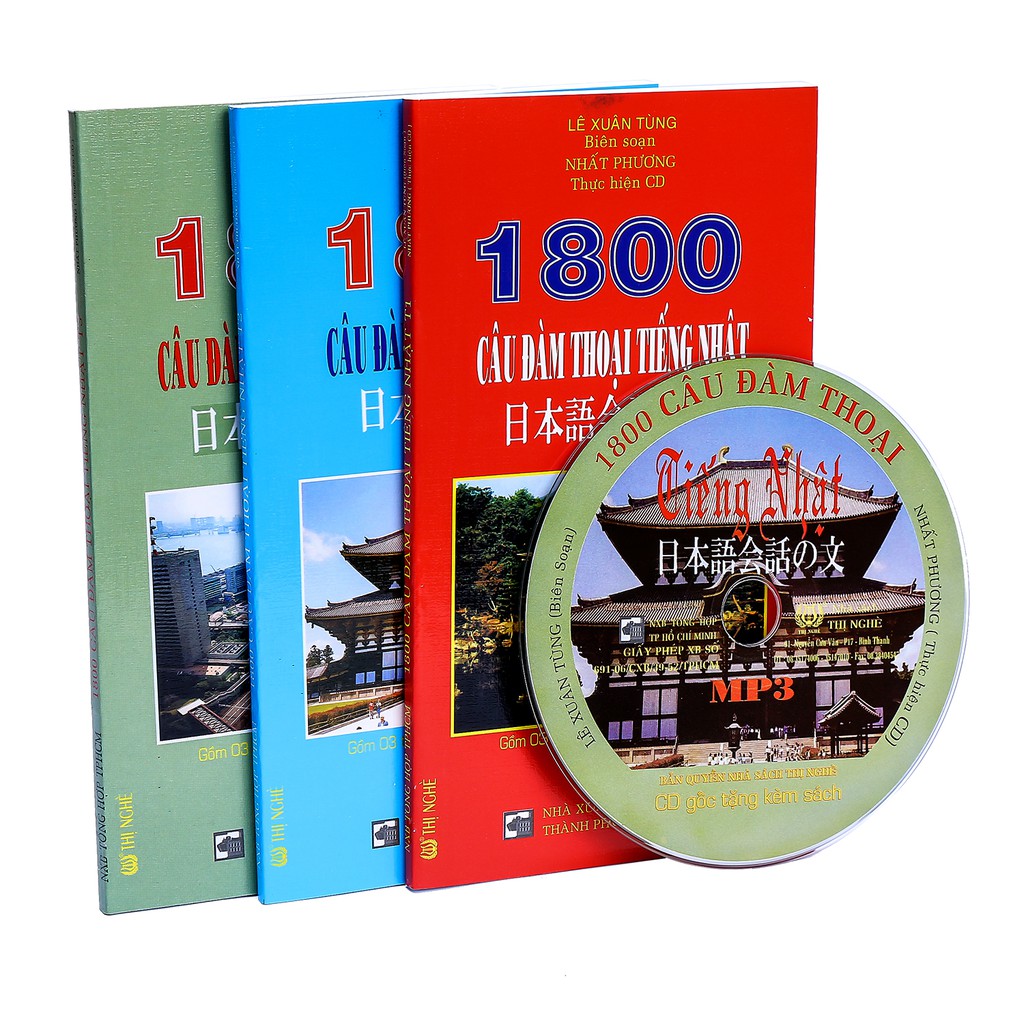 Sách - 1800 Câu Đàm Thoại Tiếng Nhật - Trọn Bộ 3 Tập kèm CD