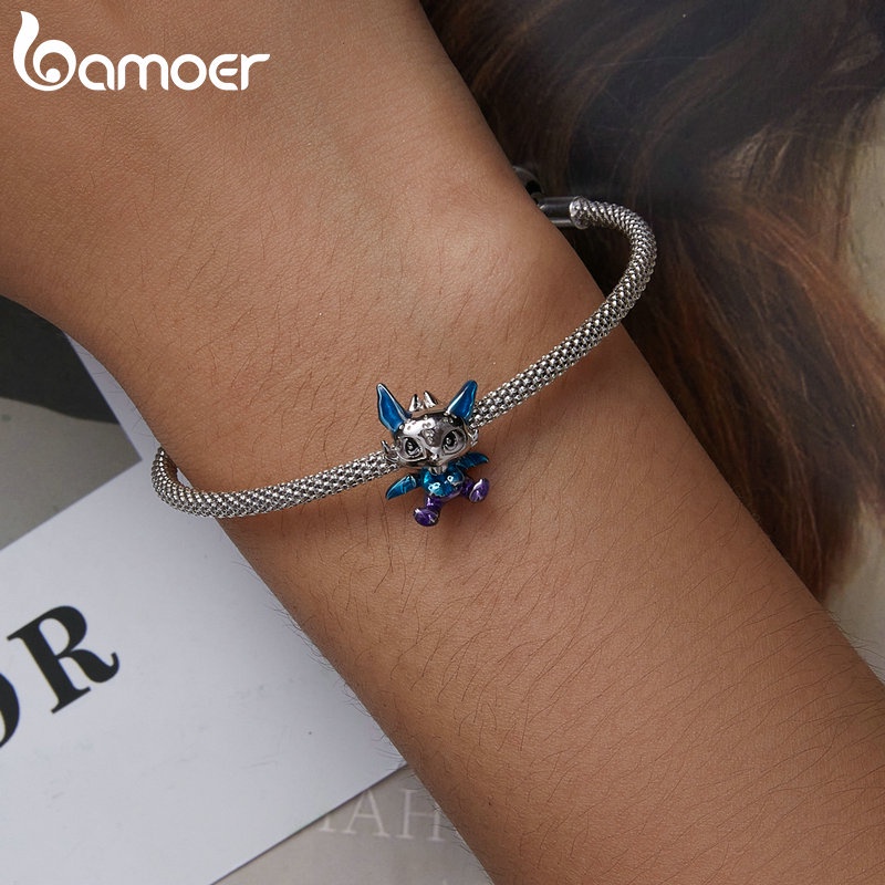 Mặt trang sức BAMOER bạc 925 thiết kế rồng bay đáng yêu độc đáo