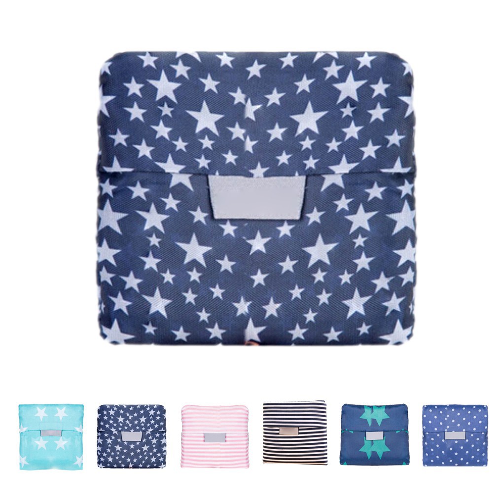 Túi đựng đồ lớn, tái sử dụng thân thiện môi trường, gấp được, họa tiết sao và sọc