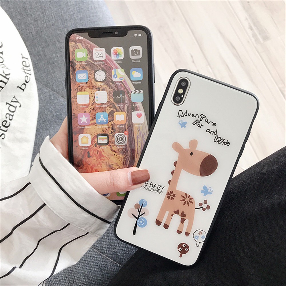 ỐP lưng VOI CON &amp; HƯƠU CON ĐÁNG YÊU mặt kính - Ốp Iphone [FreeShip đơn từ 50k]