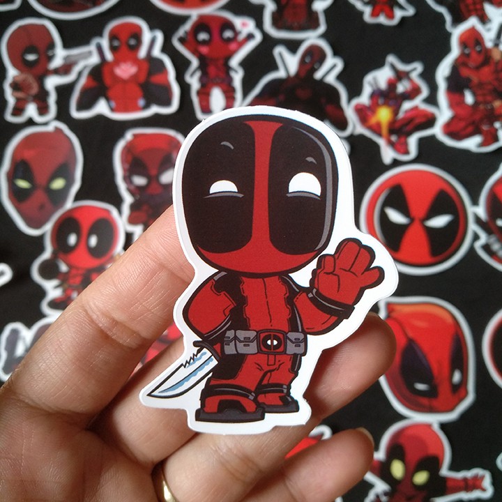 Miếng dán Sticker nhân vật DeadPool trọn bộ 35 hình - In rõ ràng sắc nét khó tróc