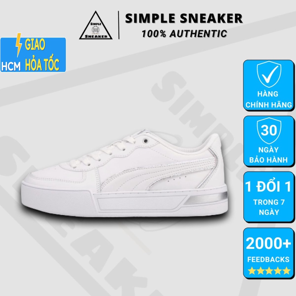 Giày Sneaker Puma Chính Hãng 💙FREESHIP💙 Puma Skye Metallic White - Giày Thể Thao Nữ Puma Authentic - Simple Sneaker