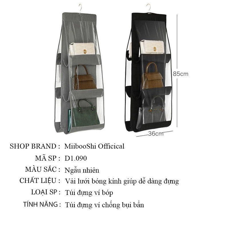 Túi treo giỏ xách ví bóp 6 ngăn đựng đồ cao cấp chống bụi tiện lợi MiibooShi D1.090