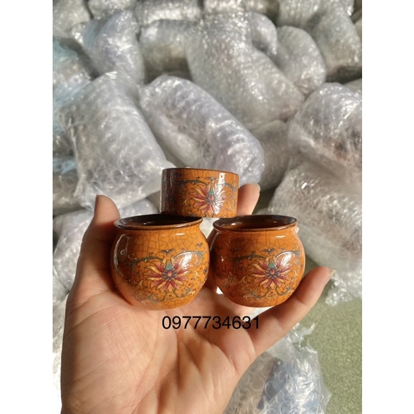 Cóng lồng chim chào mào, chích choè men rạn cao cấp hàng Trung Quốc kèm tai tre full cật Tàu