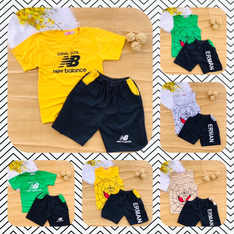 🍭 Bộ thun cotton quần giả jean bé trai từ 25-50kg