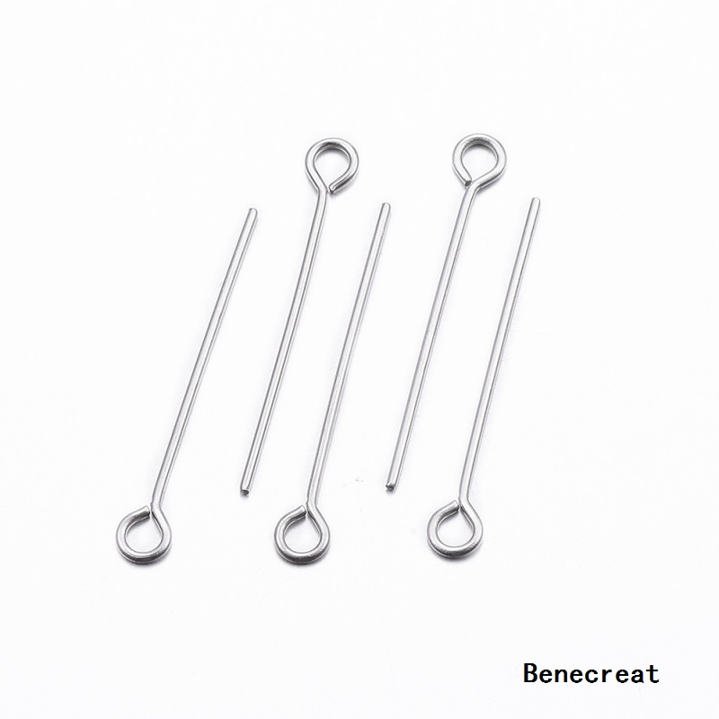 1000 Ghim mắt BENECREAT bằng thép không gỉ 304 25x0.8mm lỗ 2mm chốt 0.8mm/ 36x0.5mm