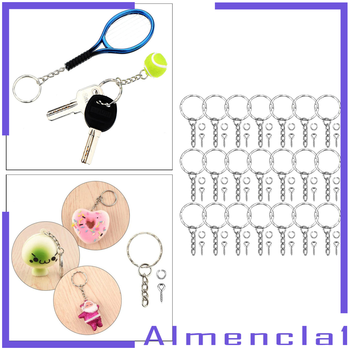 [ALMENCLA1]50Pcs Lots 25mm Gold Keyring Keychain Split Key Rings with Chain DIY Findings