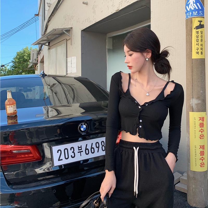 Áo Tay Dài Cổ Chữ V Thời Trang Mùa Hè Dễ Phối Đồ Cho Nữ