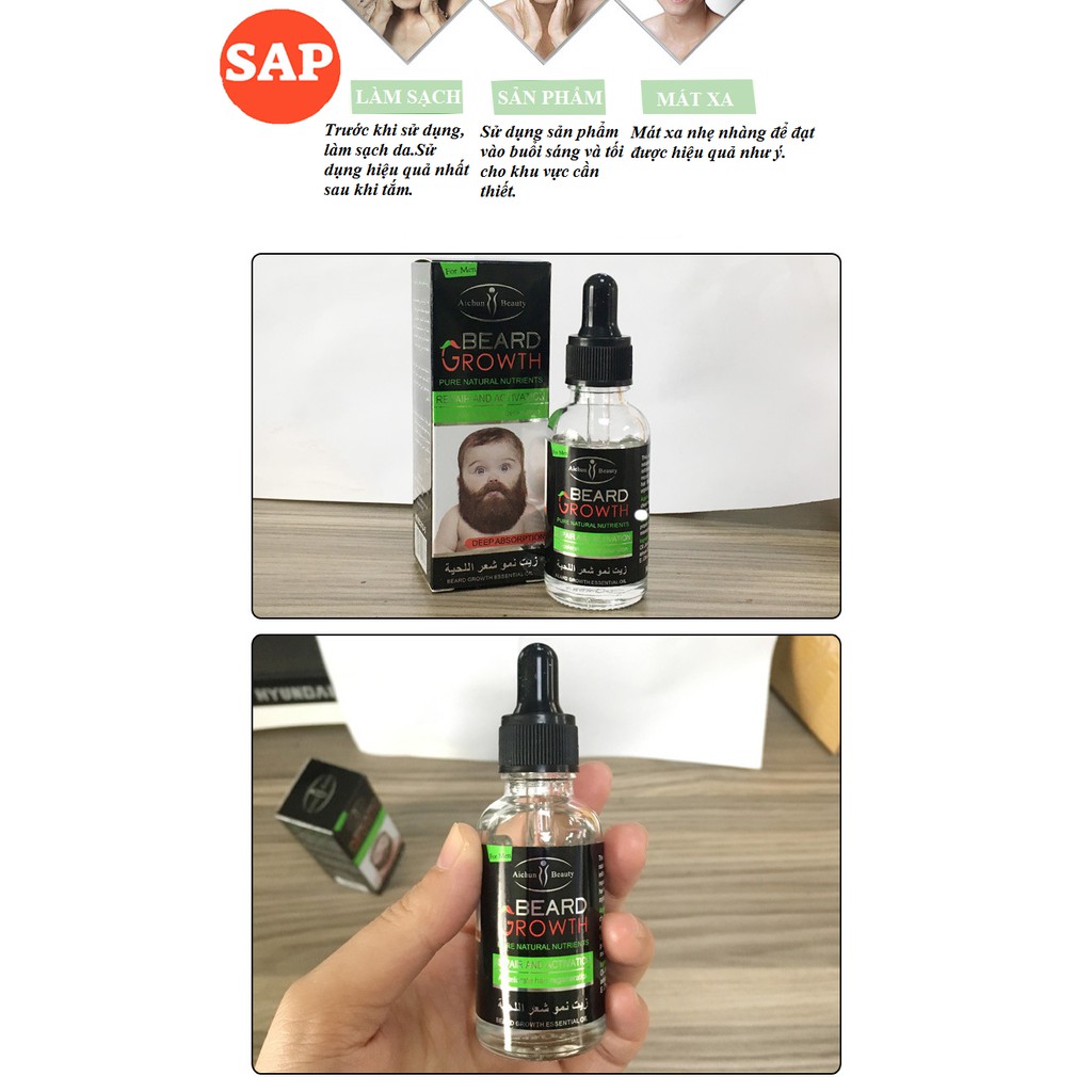 Tinh Chất Giúp Mọc Râu,Tóc, Lông Mày Cực Mạnh Đầy Nam Tính  Beard Growth