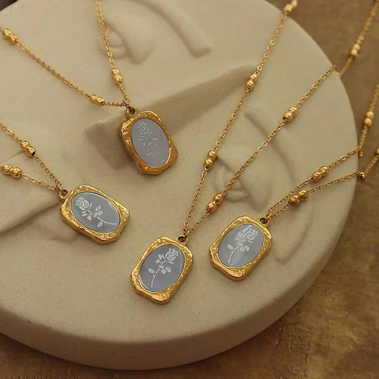 Dây Chuyền Hợp Kim Mạ Vàng 18K Mặt Hoa Hồng Phong Cách Retro