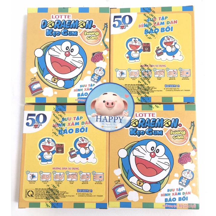 Kẹo gum thổi Lotte Doraemon hương cam 9,6g (3,2g x 3 gói)
