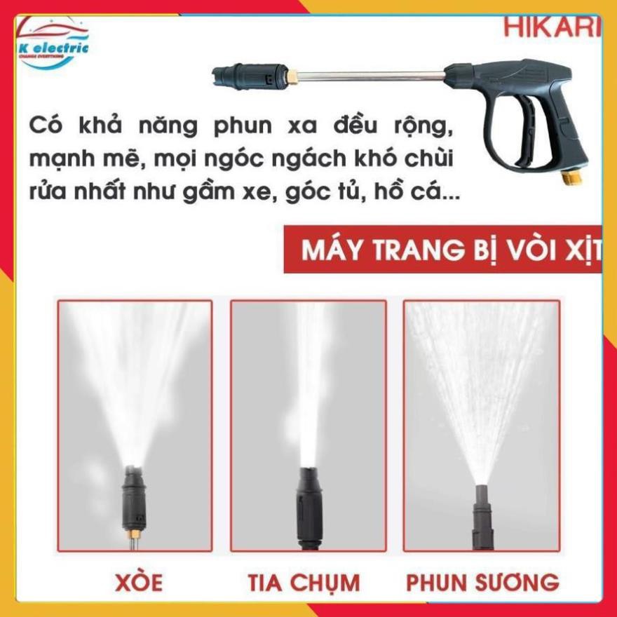 Máy rửa xe mini, Máy xịt rửa cao áp HIKARI HK-H3 - Có áp chống giật + Chống cháy [BH 24 Tháng]