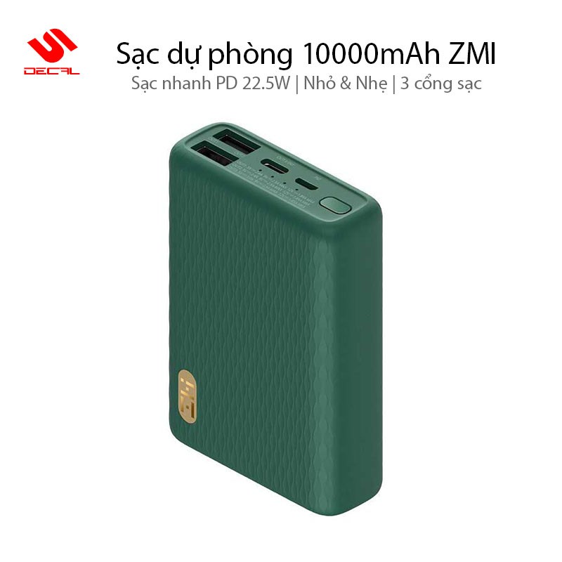 Pin sạc dự phòng 10000mAh Xiaomi/ZMI Mini, Hỗ trợ sạc nhanh PD 3.0 22.5W, iPhone / iPad / Điện thoại Android