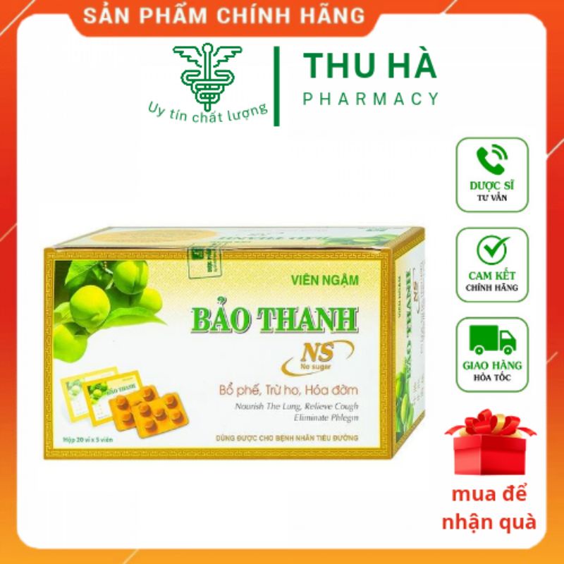 (Chính Hãng) Viên ngậm Bảo Thanh hỗ trợ bổ phế , giảm ho , vỉ 5 viên