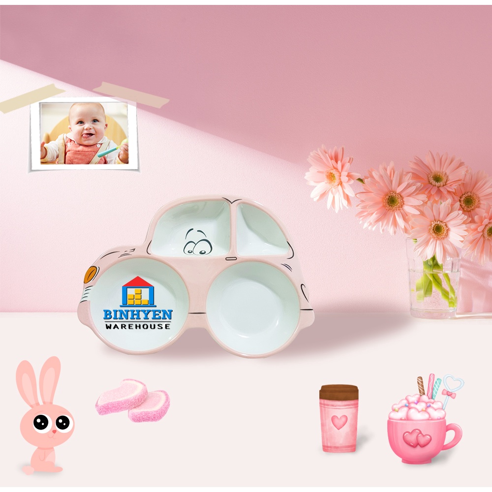 Khay Ăn Dặm Cho Bé Chống Đổ Nhiều Ngăn Hình Dáng Ngộ Nghĩnh Giúp Bé Ăn Ngon Miệng