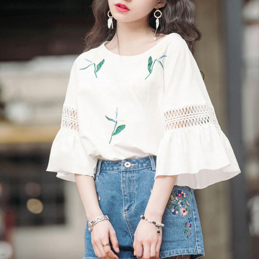 Áo Sơ Mi Tay Lửng Phối Ren Phong Cách Cổ Điển Thời Trang Cho Nữ