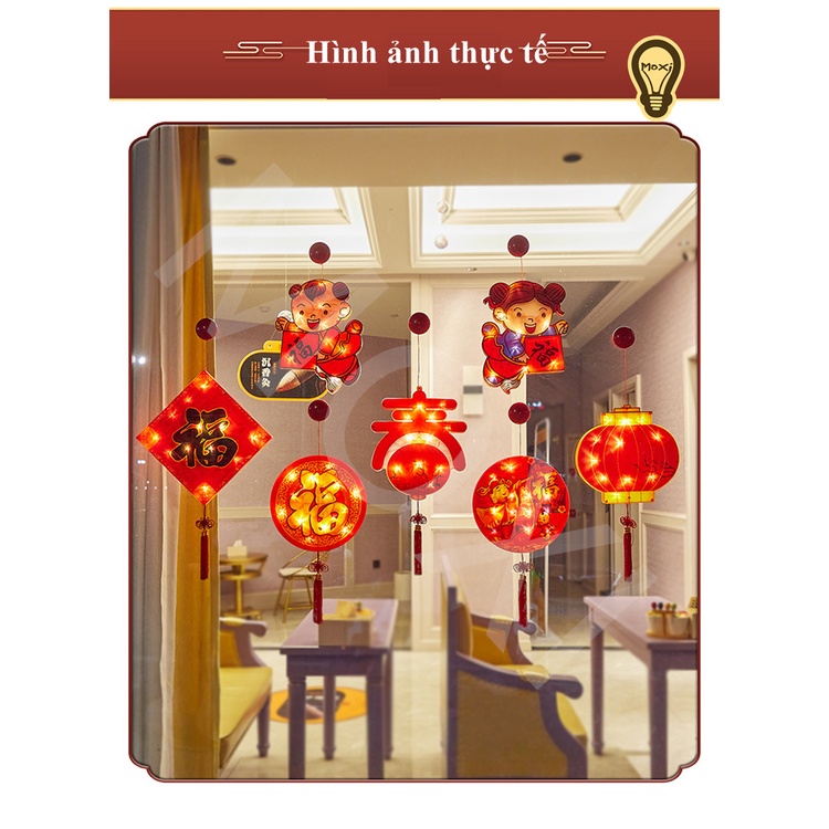 ĐÈN LED trang trí trung thu TẾT DECOR NHÀ CỬA  DÁN KÍNH Có Nút Hít chưa kèm PIN làm quà biếu dịp lễ MOXI.