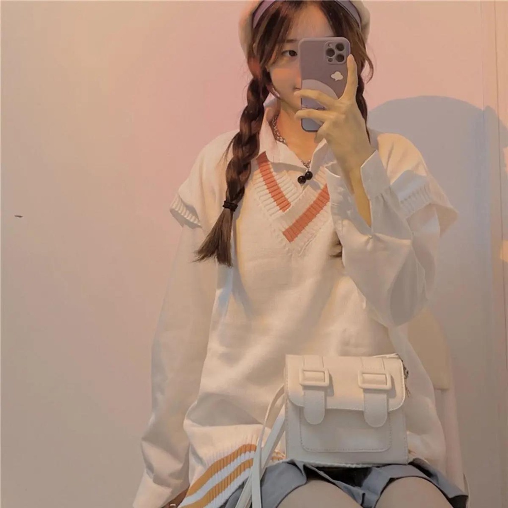 Áo len không tay cổ chữ v thiết kế mới thời trang theo phong cách Hàn Quốc dành cho nữ