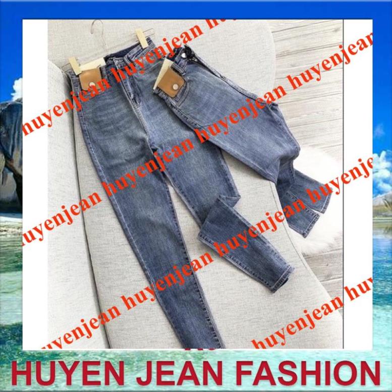 quần jean nữ cạp cao nắp da vàng hót hít | BigBuy360 - bigbuy360.vn