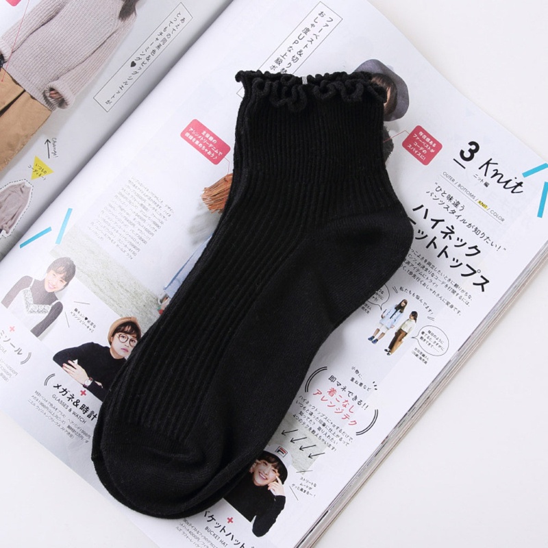 Youyo Vớ Dệt Kim Cao Đến Mắt Cá Chân Phối Bèo Màu Trơn Cho Nữ