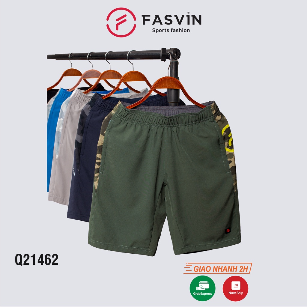 Quần short nam thể thao Fasvin Q21462.HN vải dù gió trơn mát co giãn thích hợp thể thao hay mặc nhà