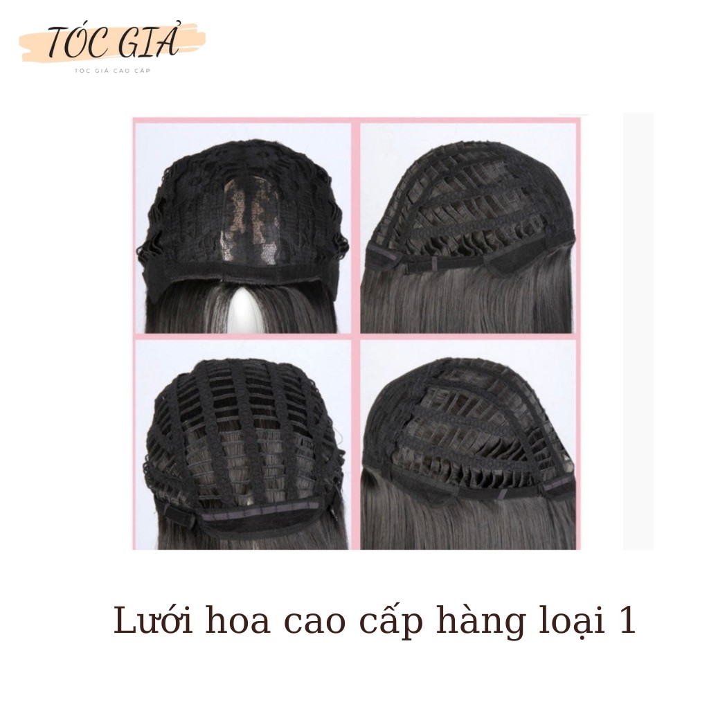 Tóc giả nguyên đầu thẳng lỡ 45cm, tặng kèm lưới trùm tóc, wig