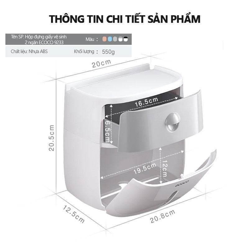 Hộp Đựng Giấy Vệ Sinh ECOCO 2 Ngăn Mặt Tròn