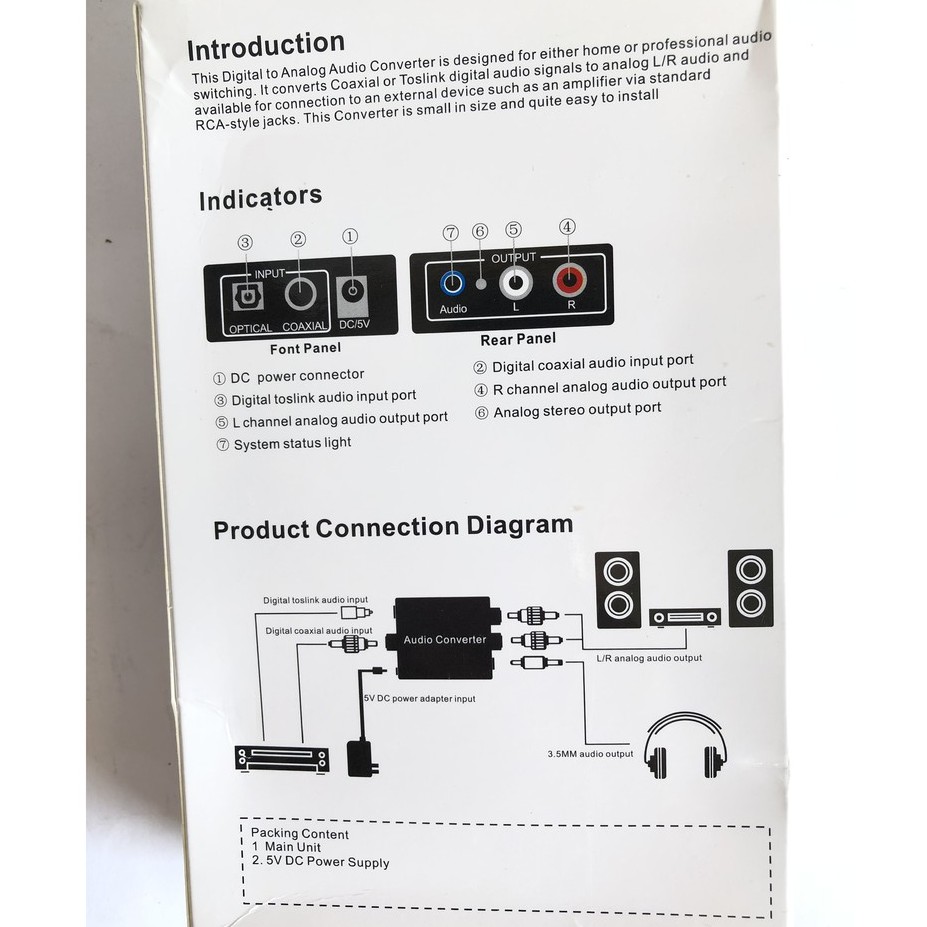 Bộ chuyển đổi Cổng quang Optical sang Audio AV - R/L (loại có hộp)