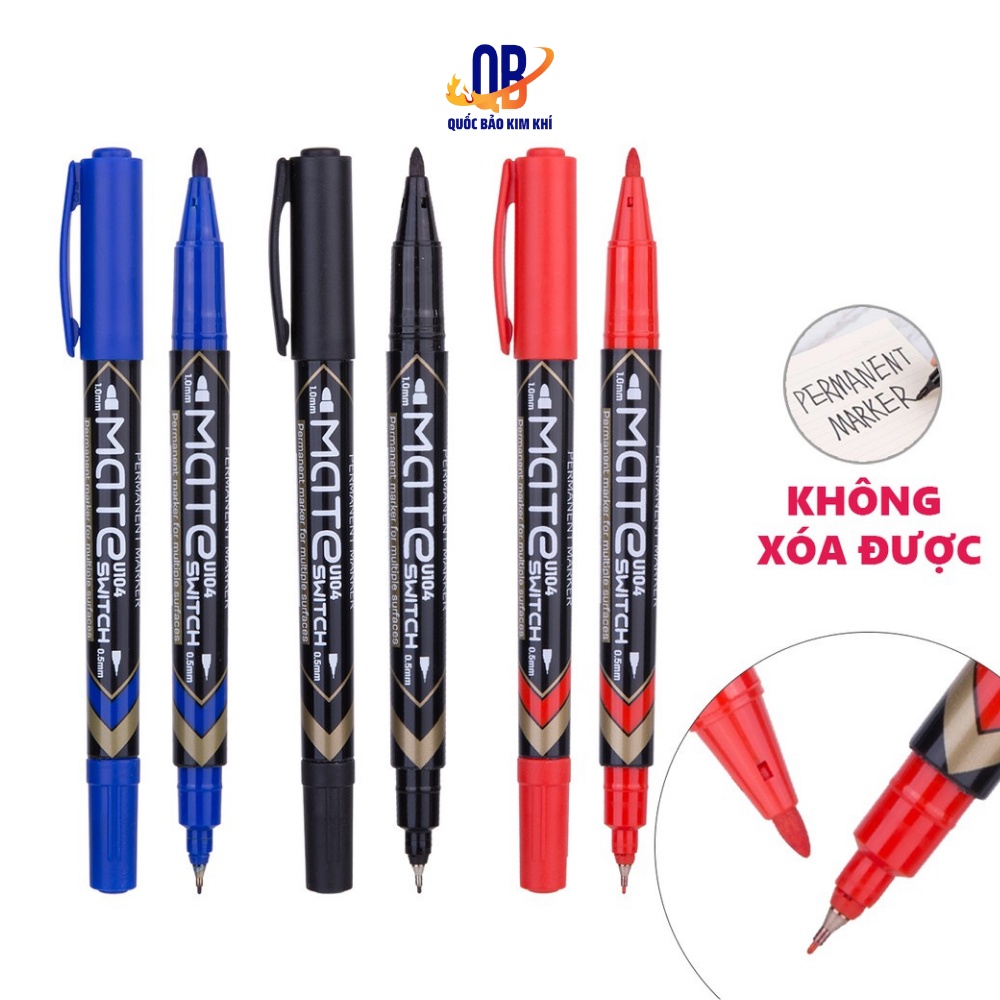 Bút lông dầu dạ kính viết đĩa CD hai đầu đánh dấu không xóa được Deli mực xanh /đen /đỏ - ngòi kim cao cấp tiện dụng