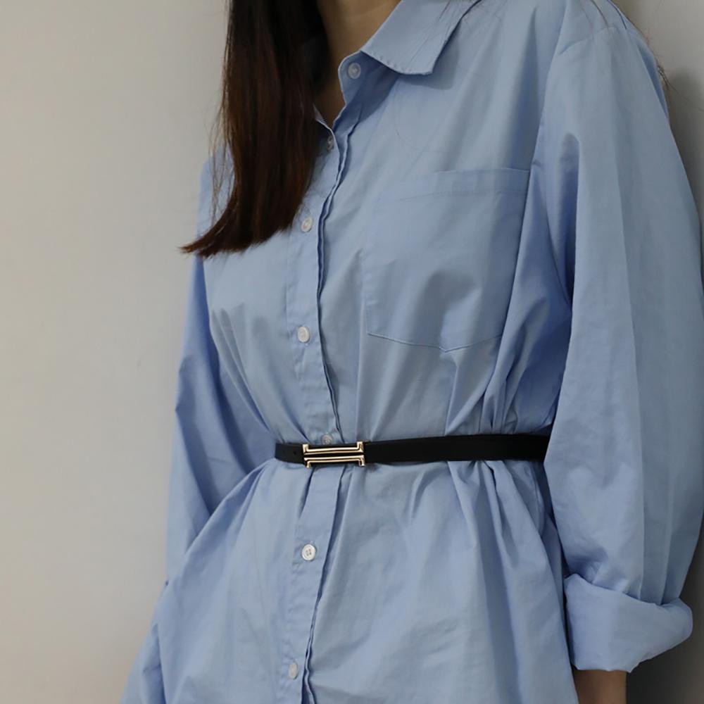 Thắt Lưng Da Pu Khóa Kim Loại Mỏng Thời Trang Sang Trọng Cho Nữ