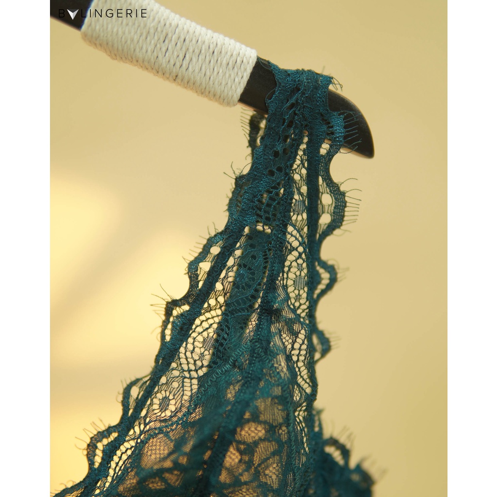 Bộ đồ lót ren nữ BY LINGERIE màu xanh bảo ngọc không gọng không mút B191 | BigBuy360 - bigbuy360.vn