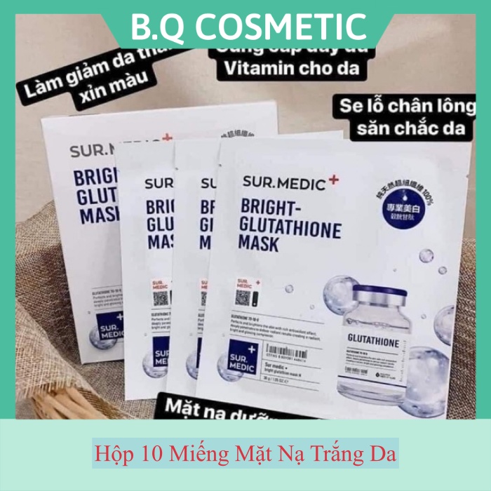 Hộp 10 Miếng Mặt Nạ Trắng Da - Mask SurMedic Glutathione