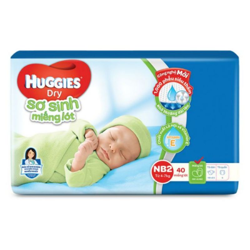 Miếng lót sơ sinh huggies - newborn 1 56 miếng/ NB2 40m