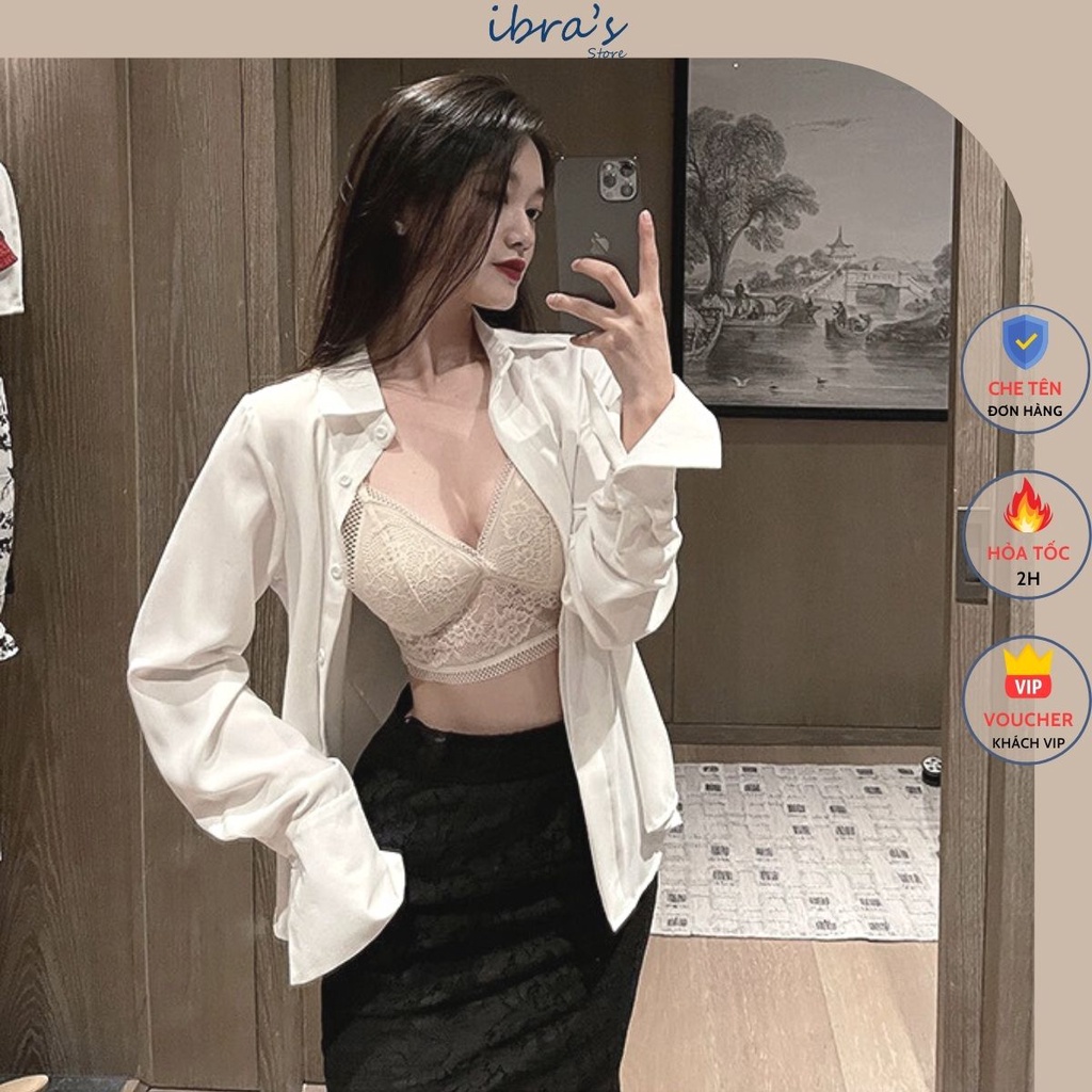 Áo Bra Ren IBRA'S STORE Áo Ngực Bralette Hở Lưng Sexy Không Gọng có Mút Đệm Lót mỏng mềm mại gợi cảm Quyến rũ iBra A23