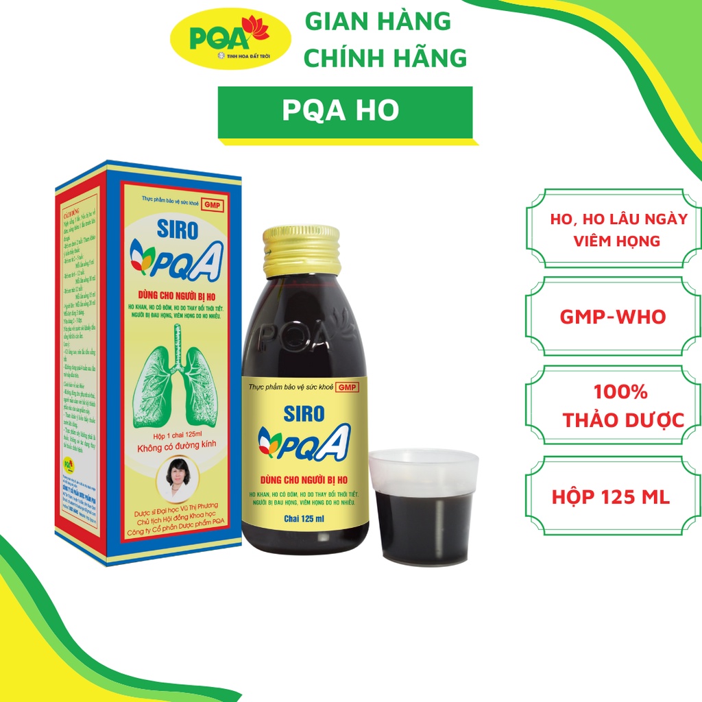 Siro PQA Ho Dùng Cho Người Bị Ho Hen, Ho Có Đờm, Ho Khan, Rát Họng, Khản Tiếng, Mất Tiếng chai 125ml- Dược Phẩm PQA