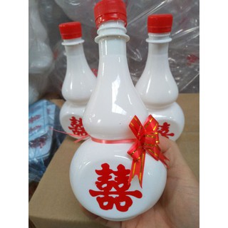 Set 20 chai hồ lô trắng sứ 500ml in sẵn chữ hỉ