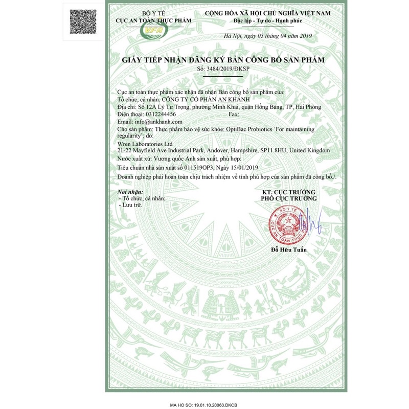 Men vi sinh Optibac Probiotics ngừa táo bón hộp màu xanh lá 30 gói