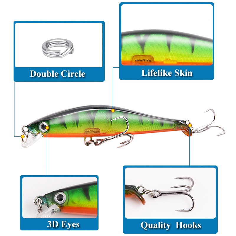 1 Mồi Cá Giả Bằng Nhựa Cứng 9.5cm 7.5g Có Móc