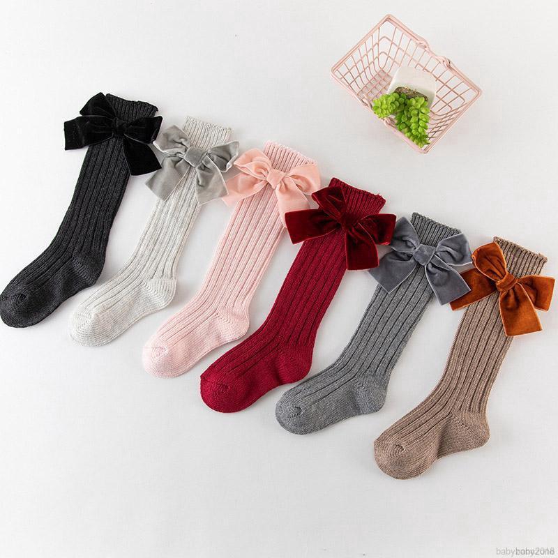 Tất cotton dài đính nơ mềm mại xinh xắn cho bé gái
