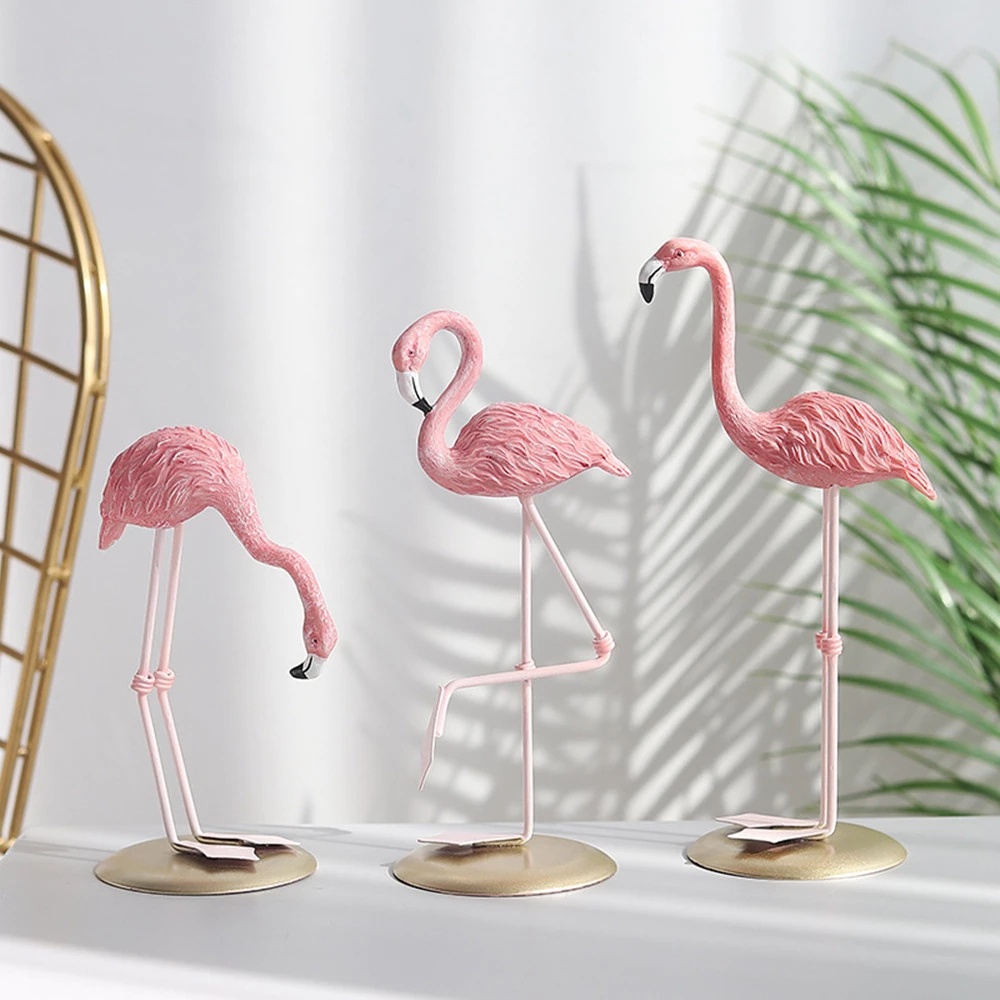 Đồ trang trí Chim Hồng Hạc Trang Trí Nội Thất / Để Bàn Bằng Nhựa Resin Phong Cách Bắc Âu
