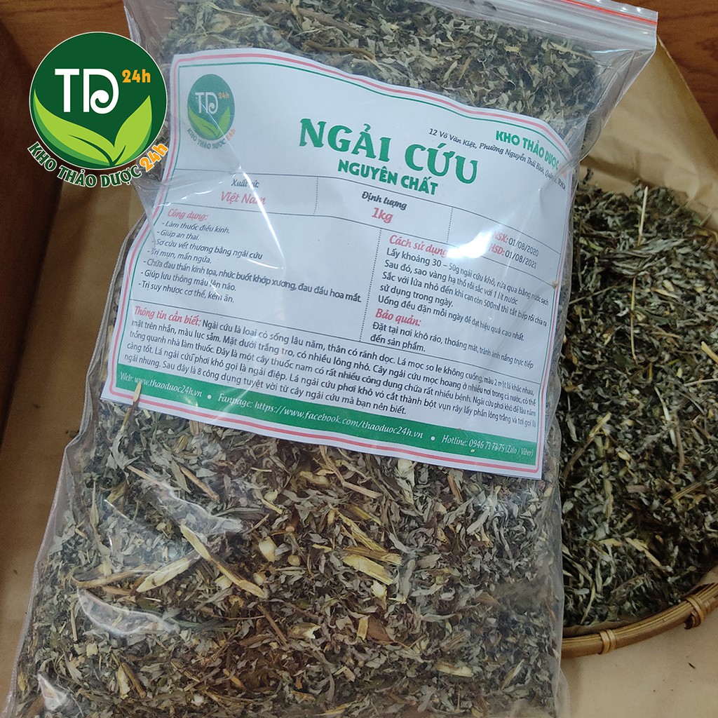 [1kg] Ngải cứu khô nguyên chất, xông giải cảm, điều kinh, an thai, ôn hòa khí huyết, lưu thông máu | Kho thảo dược 24h